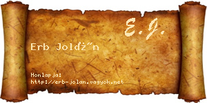 Erb Jolán névjegykártya