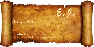 Erb Jolán névjegykártya